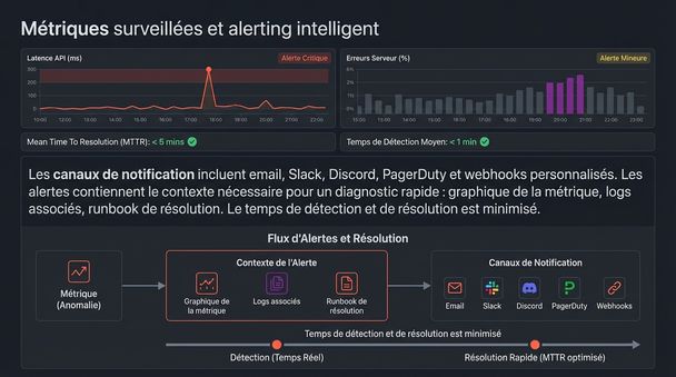 Métriques surveillées et alerting intelligent