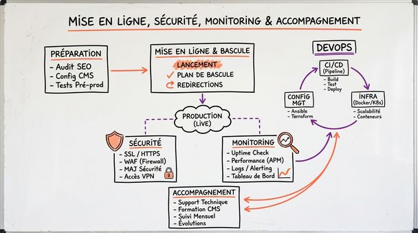Mise en ligne, sécurité, monitoring & accompagnement